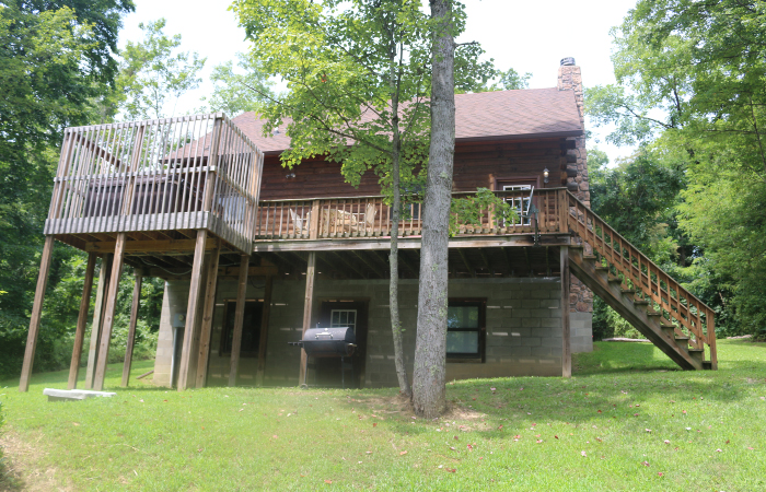 log cabin back side, large deck