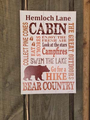 hemlock lane cabin sign